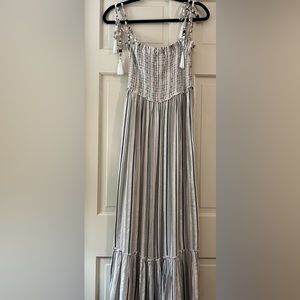 Maxi dress. Size small. Light pink/khaki stripe with gold treading